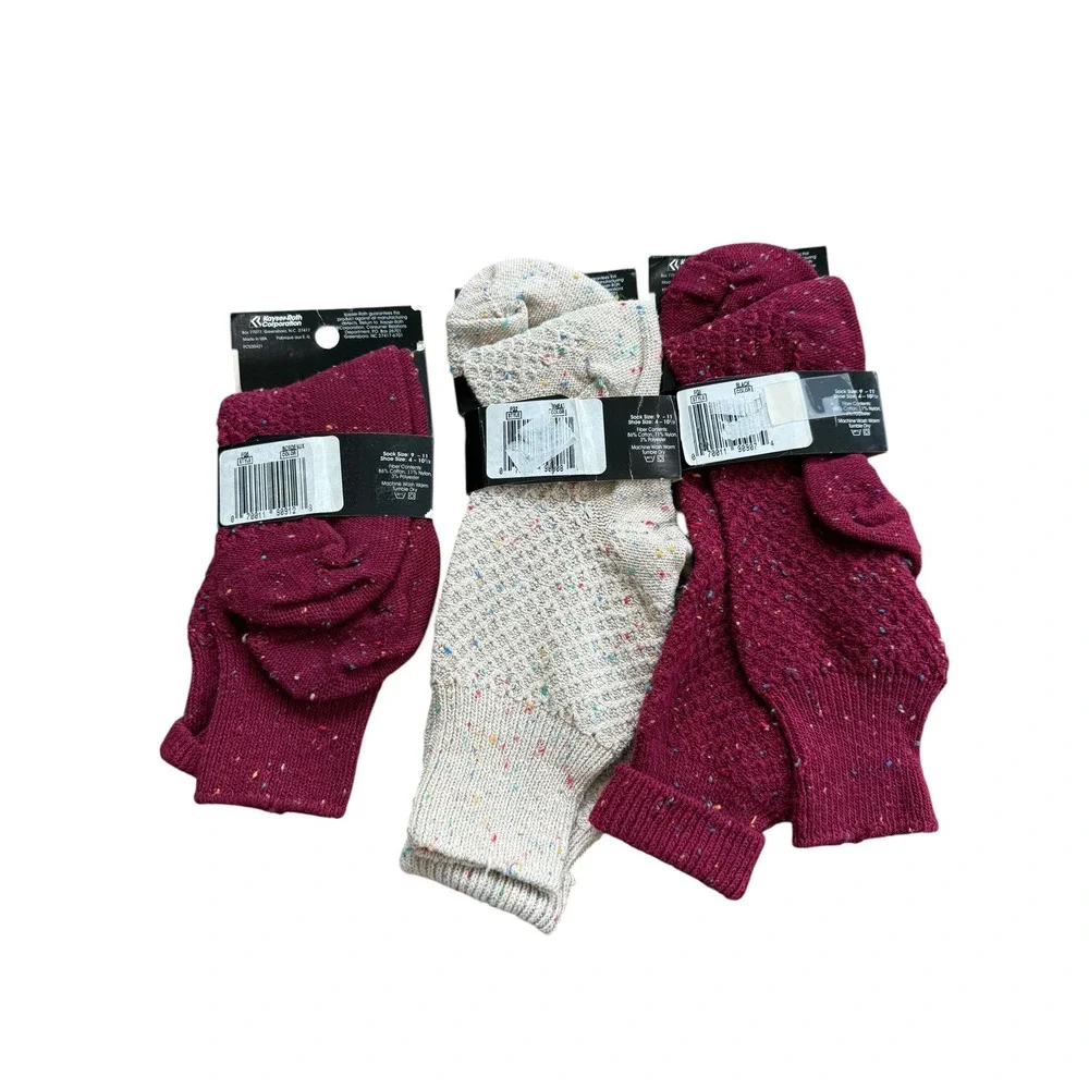 No Nonsense‎ Fashion Accents Rope Net Cuff Socks 3 Pair Bundle Confetti Nep VTG